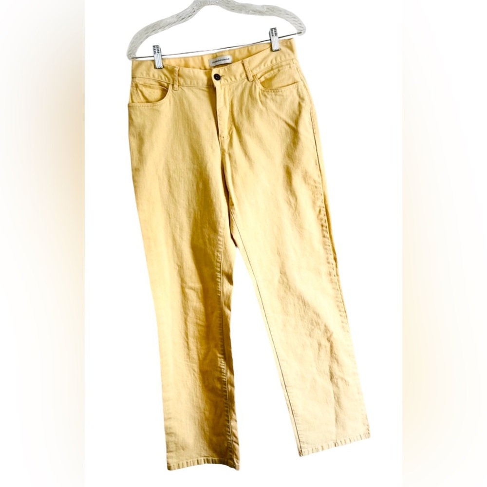 Christopher & Banks yellow jeans with flower embroidery